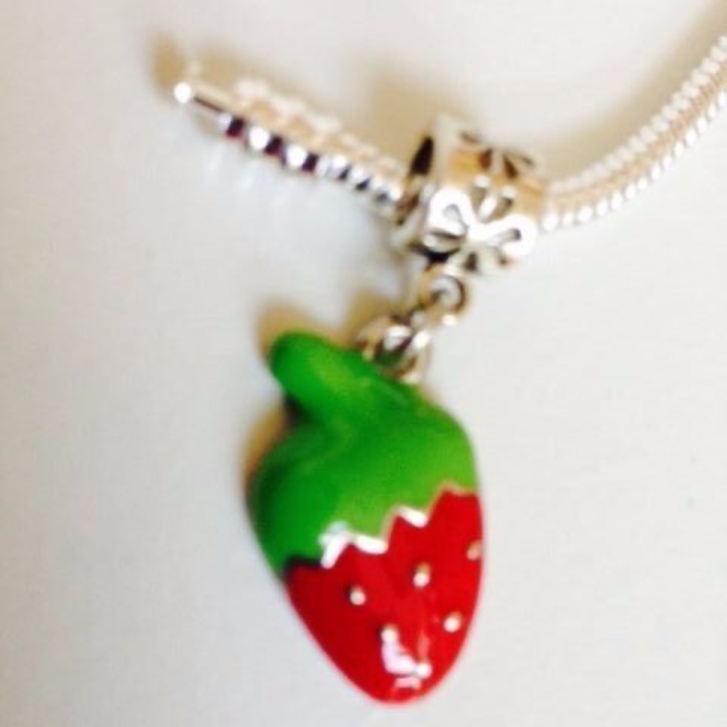 “Strawberry” Dangling Charm Bead For European Style Charm Bracelets